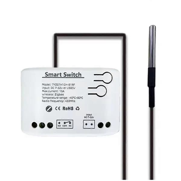 Tuya Smart Zigbee Switch med Temperatursensor Passiv Torr Kontakt Zigbee Relä Fungerar med Home Ass DC 732V
