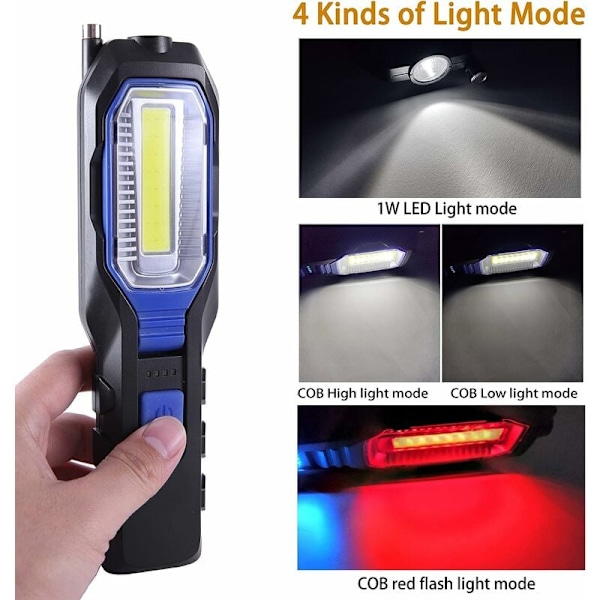 Ladattavat LED-taskulamput, COB-mekaaninen valo, USB-ladattava, 2800 mAh akku