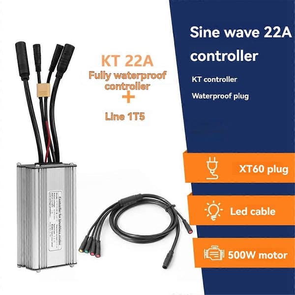 Elektrisk cykelcontroller med 1T5 lysledning KT-22A vandtæt sinusbølgecontroller Essential E-B
