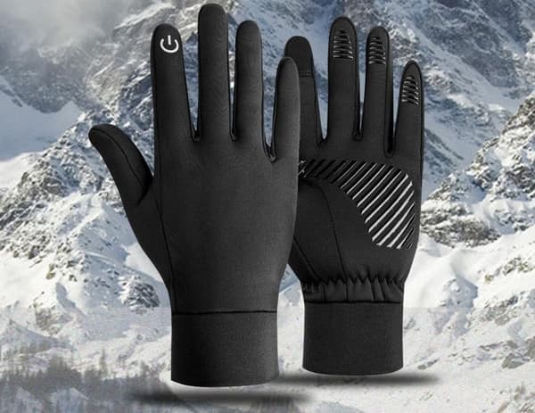 Touchscreen-handsker med fleecefor, vandafvisende, sort, XL