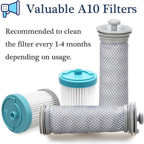 Erstatningsfiltre foran og bak for Tineco A10/A11 Hero A10/A11 Master og Tineco PURE ONE S11/S12 støvsugere