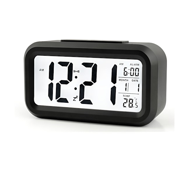Digital vekkerklokke for soverom med smart nattlys Black