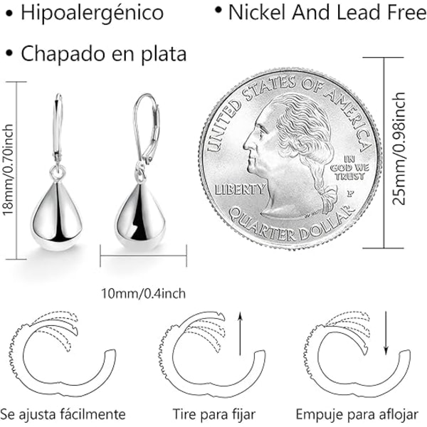 Örhängen i sterlingsilver med droppform för kvinnor och flickor