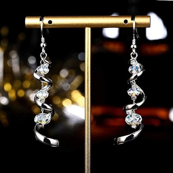Kristallörhängen för kvinnor i 925 sterlingsilver