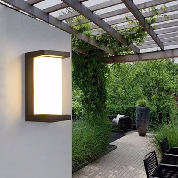 Udendørs væglampe aluminium vandtæt have villa sort C
