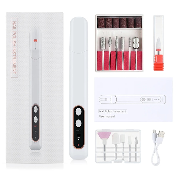 Professionel neglepoleringsmaskine, trådløs elektrisk manicure-tørrer til neglereparation, designet til fjernelse With Accessories