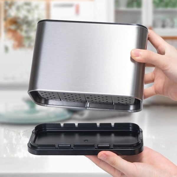 Maple Cube Avdrypper i rustfritt stål, kjøkkenbestikkavdrypper med bunnavløp, designet i Spania ()