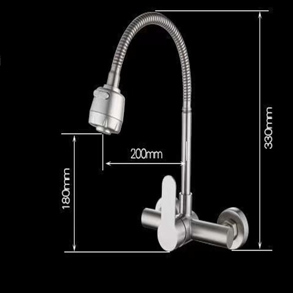 Keittiöhana 304 Ruostumaton Teräs Maple Kuuma- ja Kylmävesihana 360 Asteen Kierto Musta