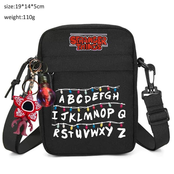 Stranger Things Rygsæk, Lærred Skoletaske til Studerende, Unisex, 14\" Laptop, Sort 44x29x12cm-06