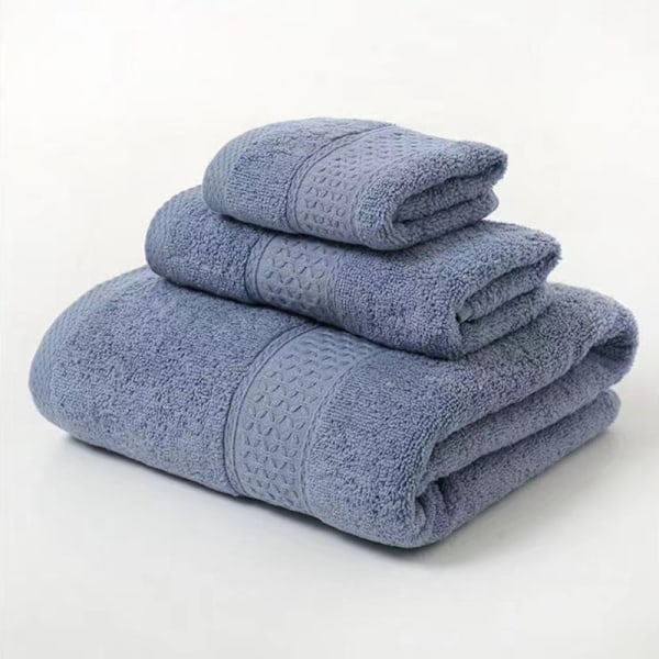 Lyxigt handduksset i bomull för hemmet, 3-delat set, ultramjukt, mycket absorberande, inkluderar 1 badhandduk, 1 handduk, 1 tvättlapp 3PCS Forget-me-not