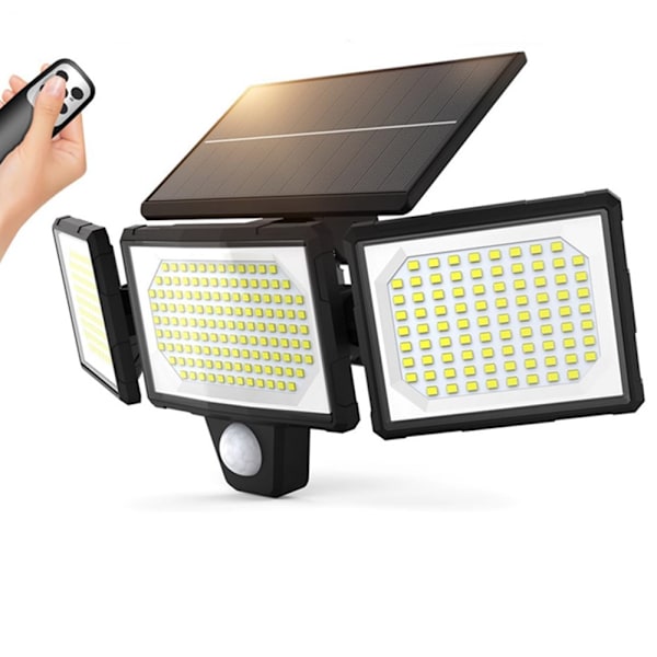 Solarcelle vegglampe utendørs 304/172 LED integrert supersterk bevegelsessensor sterk energi IP65 vanntett 3 arbeidsmoduser for hage 172 LEDs with Remote