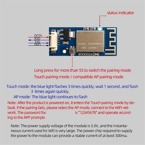 ESP8285H16 WIFI-modul Mobiltelefon APP Smart Hem Fjärrkontroll Genom Kraftsystem för att Kontrollera Ström As Shown