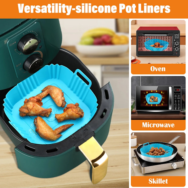 Silikon Airfryer-kurv, silikon bakebrett, gjenbrukbar pizzabakekurv, 2 stk Gray-1PCS