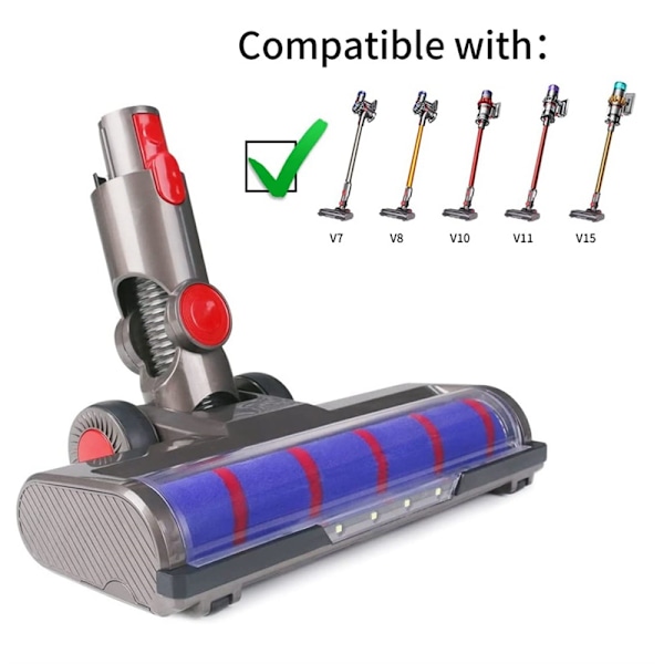 Motorisert gulvbørstehode for Dyson V8 V7 V10 V11 støvsugere med myk rullebørste LED frontlykter tilbehør