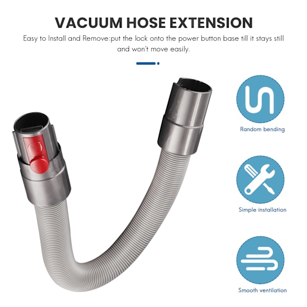 Forlengelsesslange og avtrekkerlås for Dyson - Fleksibel slange og bryterholder for Dyson V15 V11 V10 V8 V7 støvsuger