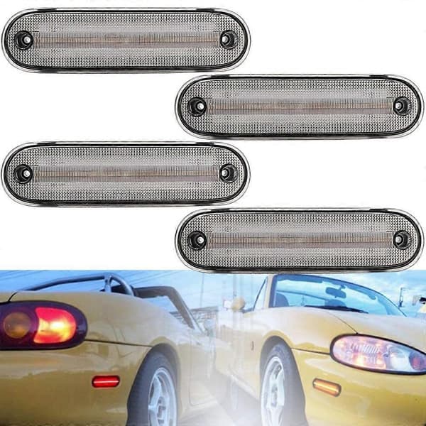 4 stk./sæt LED sidemarkeringslys Klar linse Forreste bageste blinklys Blinklyslampe til MAZDA MX-5