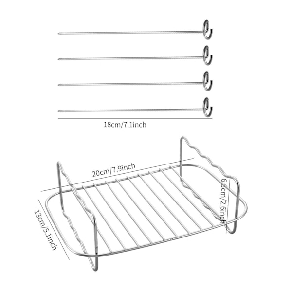 Tommers Tilbehørssett for Airfryer, Maple Steamer Rack i rustfritt stål, Pizzatallerken, 6-pakning grill