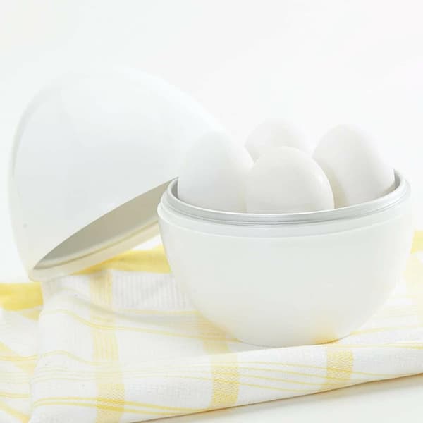 Mikrobølgeovn Eggekoker og Posjer, 4-Egg Kapasitet, Eggformet Dampkoker, Plast, for Rask Eggtilberedning