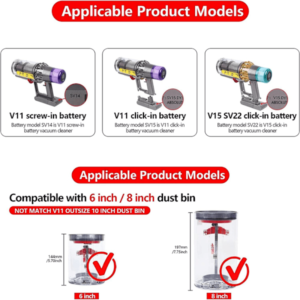 Støvbøtte Topp Fiksert Tetningsring Erstatning for Dyson V11 V15 SV14 SV15 SV22 Smusskopp Deler Støvsuger Deler