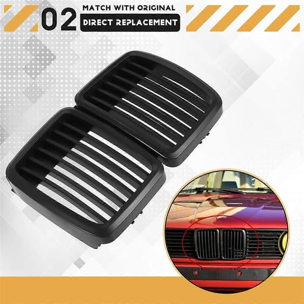 Udskiftning af frontgrill til E30 3-serie M3 frontklap kofanger grill mat sort 1982-1994
