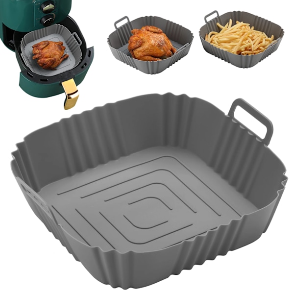 Silikon Airfryer-kurv, silikon bakebrett, gjenbrukbar pizzabakekurv, 2 stk Gray-1PCS