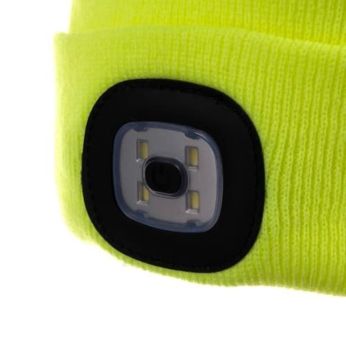 LED-lue med USB-oppladbart lys, neongul, unisex vinterlue, 3 lysmoduser