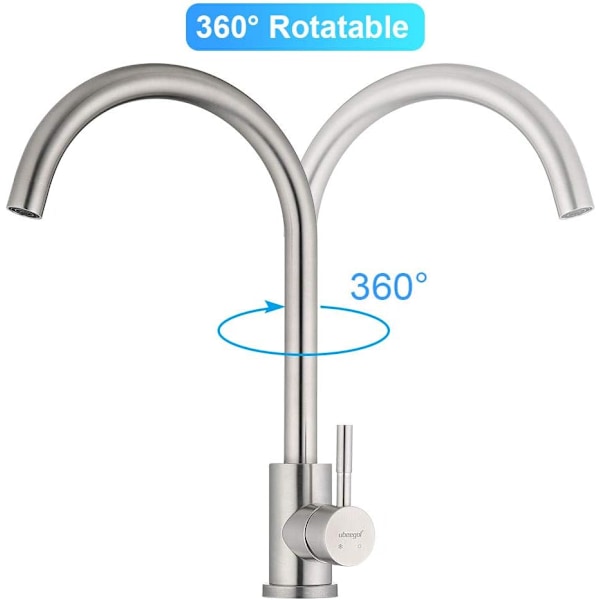 Maple kjøkkenkran i rustfritt stål, 360° svingbar, kjøkkenvaskkran, ettgreps vaskkran, matt svart