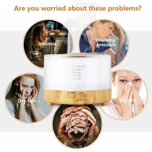 500ml Eterisk Oljediffuser med Bluetooth-högtalare, Tyst Ultraljuds Luftfuktare med Sval Dimma, 7 Färgers Ljus och APP för Kontor, Spa, Yoga - Gul