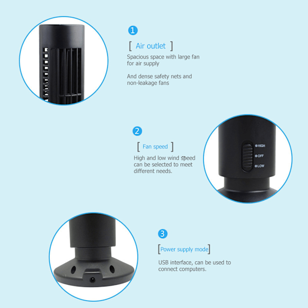 USB-pöytätuuletin ilmastoinnilla, mini-jäähdytystuuletin kotiin ja toimistoon