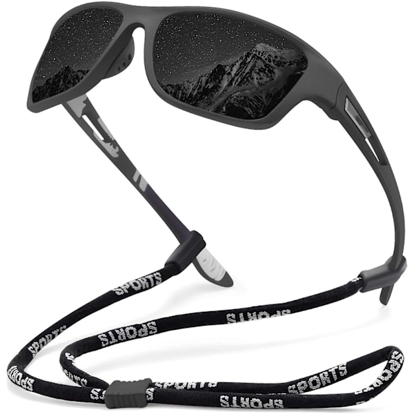 Polarisoidut aurinkolasit miehille, ajoon, pyöräilyyn, kalastukseen, 100 % UV-suoja. Black Lens