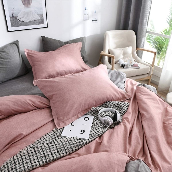 Cover Dubbelsäng Set, 4st Sängkläder Set med 2 örngott och 1 lakan  (220x240cm, rosa) b7d1 | Fyndiq