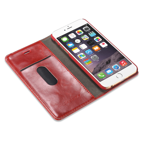 Äkta Läder Plånbokfodral till iPhone 6 / 6S - Röd Röd