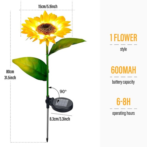 LED Solroslampa Solar IP65 Vattentät Utomhus Solcellssimuleringslykta för Gård Trädgård Landskap Gräsmatta Dekorationslampa 3 Flower