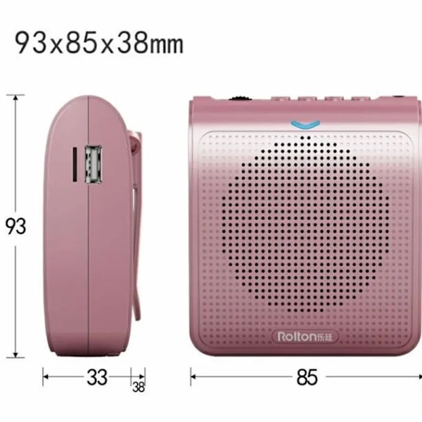 Bärbar Mikrofon Högtalare Mini Röstförstärkare Med USB TF-kort FM-radio För Lärare Turguide Rose Gold