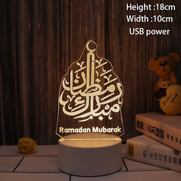 Muslimsk Ramadan Dekoration Ornament EID Mubarak LED Festival Nattlampa Eid Al Adha Present Gurbang Ramadan Dekoration för Hemmet night light-13