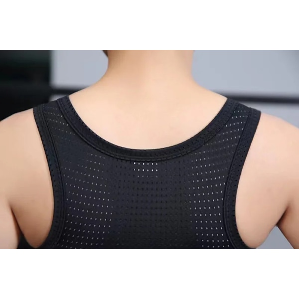 Platt Bröst Slim Shaper FTM Lesbisk Andningsbar Mesh Undertröja S-4XL Dragkedja Bandage Tanktopp Tomboy Trans Bröstbinder Väst White XL