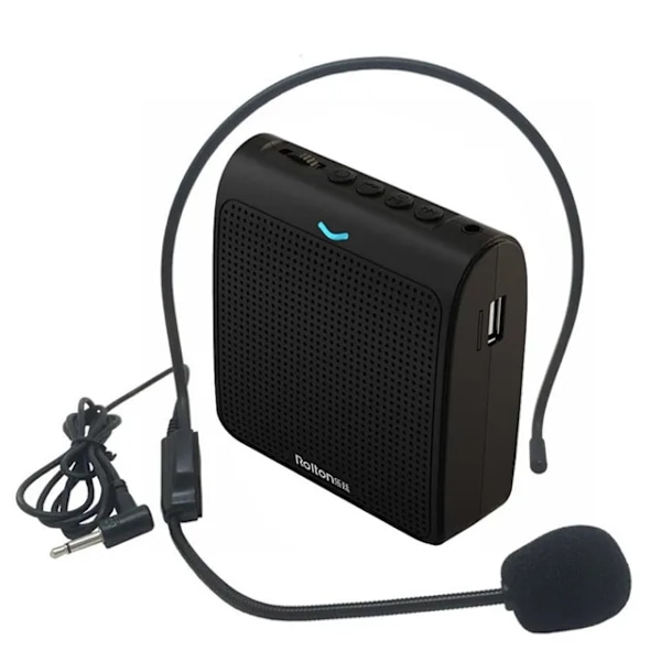 Bärbar Mikrofon Högtalare Mini Röstförstärkare Med USB TF-kort FM-radio För Lärare Turguide Black