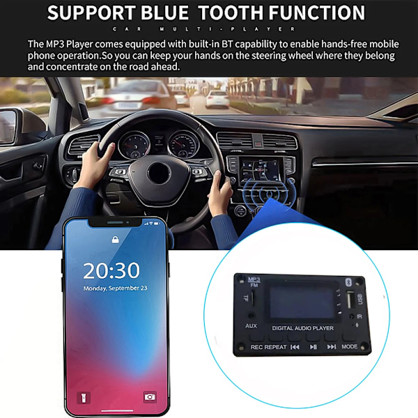 DC 5V 12V Bluetooth 5.0 Dekodningskortmodul Trådlös Bil USB mp3-spelare Strömförstärkare Bluetooth TF FM-radio Handsfree Samtal