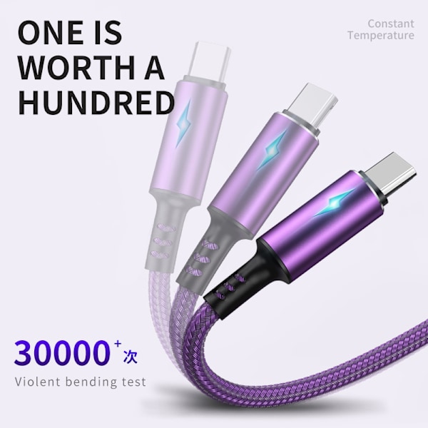 USB Micro-kabel 3A Snabbladdning Datakabel Laddare Sladd för Samsung Xiaomi Mobiltelefontillbehör LED-indikator Usb-kabel Red 1.2m