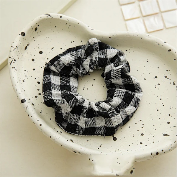 Halloween Jul Håraccessoarer Hårband Sammet Scrunchies Kvinnor Rutiga Hårband Gummiband Elastiska Hårband black grid