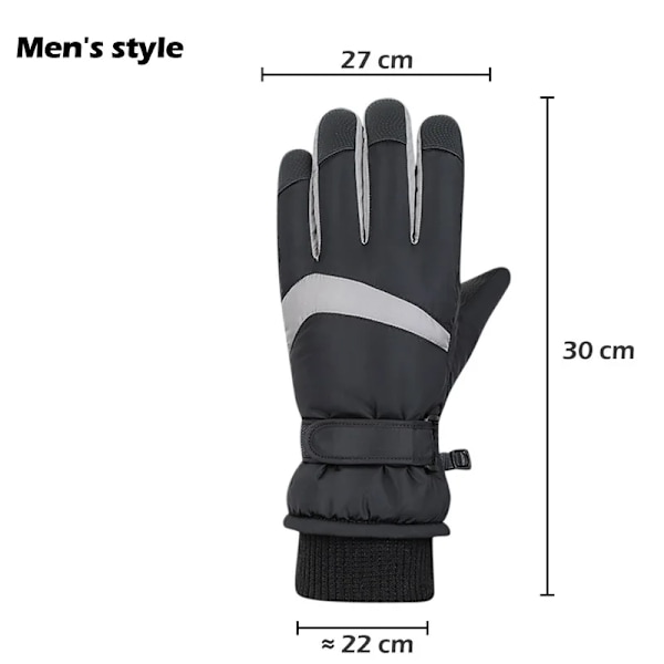 Höst Vinter Herr Dam Handskar Touchscreen Vattentäta Vindtäta Handskar Utomhussporter Varma Cykel Snö Skidhandskar Full Finger grey black male