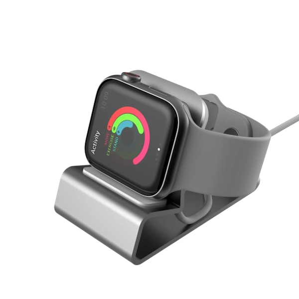 Exklusiv laddningsdockningsstation i aluminium och silikon för Apple Watch Serie 7/SE/6/5/4/3/2 38 42 40 45mm Gray