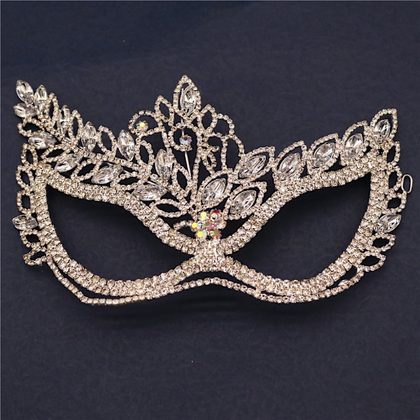 Bröllops Masquerade Mask Rhinestone Ögonmask Maskskydd för Män Kvinnor Dans Cosplay Party Bling Kristall Ansiktsaccessoarer Gold