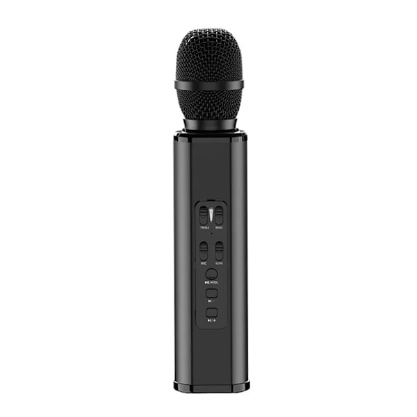 Kondensator Karaoke Mikrofon Trådlös Bluetooth Handhållen Mikrofon Bärbar TF Högtalare Spelare Sång för Hem Bil Mini KTV Mic Black