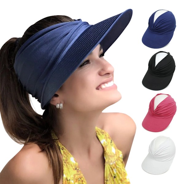 Solhatt med bred brätte för kvinnor, utomhus sommarhatt, ihålig öppen topp, solskyddsvisir för vuxna, resehatt för strand och hav Pink