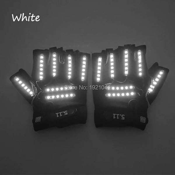 1 par LED-handskar Scenshow Rekvisita LED-ljus Handskar Glow Party Tillbehör White light
