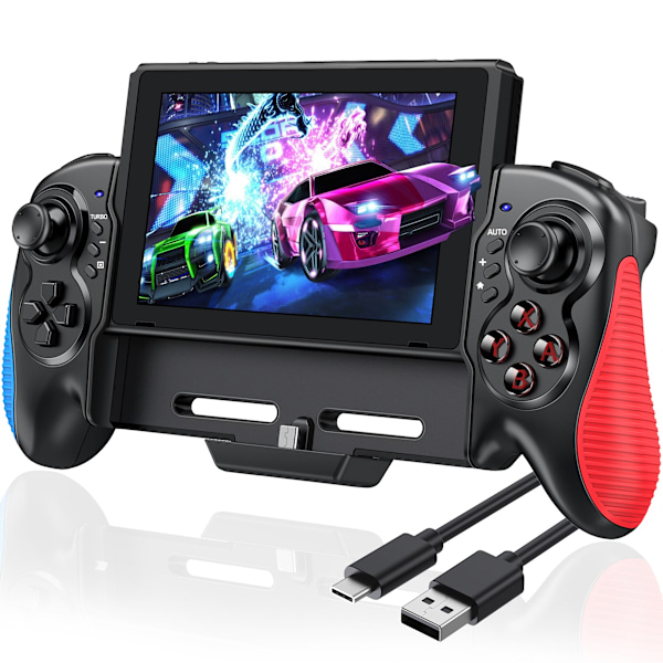 Spelkontroll för Nintendo Switch med inbyggd 6-axlig gyrodesign, handhållen grepp, dubbel motorvibration för Switch Joy Game Pad