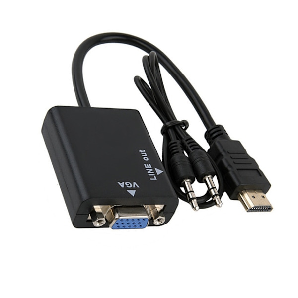 HD 1080P HDMI till VGA Kabelkonverterare med ljudströmförsörjning HDMI hane till VGA hona Konverteringsadapter för surfplatta bärbar dator PC TV