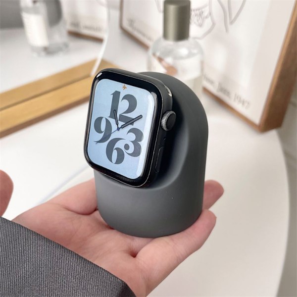 Silikonladdningsställ för Apple Watch Series 8 7 6 SE 5 4 Skrivbordsställningshållare för iWatch 45mm 44mm 42mm 41 40 38mm Tillbehör Black