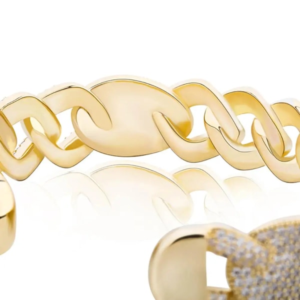 16mm Miami Cuban Link Armband Isad Med Kubisk Zirkonia Hög Kvalitet Guld Silver Färgplätering Hip Hop Smycken Kvinnor Män Silver